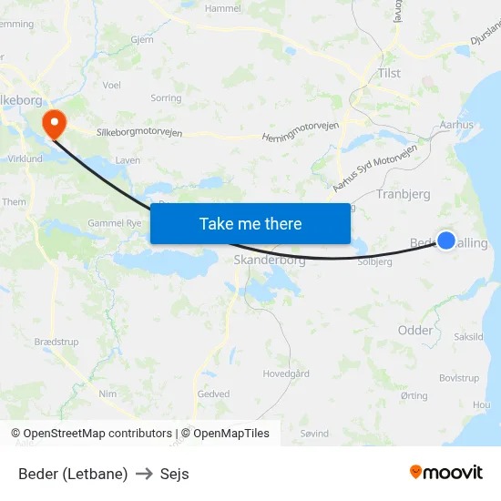 Beder (Letbane) to Sejs map