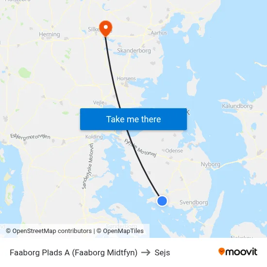 Faaborg Plads A (Faaborg Midtfyn) to Sejs map