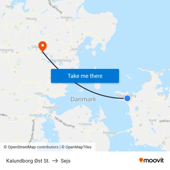 Kalundborg Øst St. to Sejs map