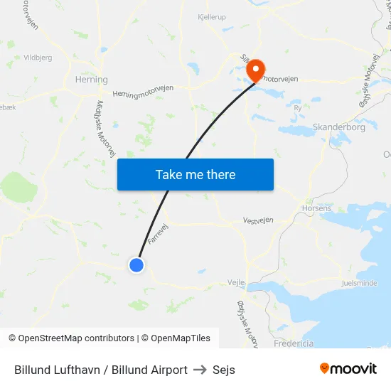 Billund Lufthavn / Billund Airport to Sejs map