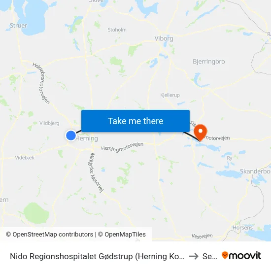 Nido Regionshospitalet Gødstrup (Herning Kom) to Sejs map