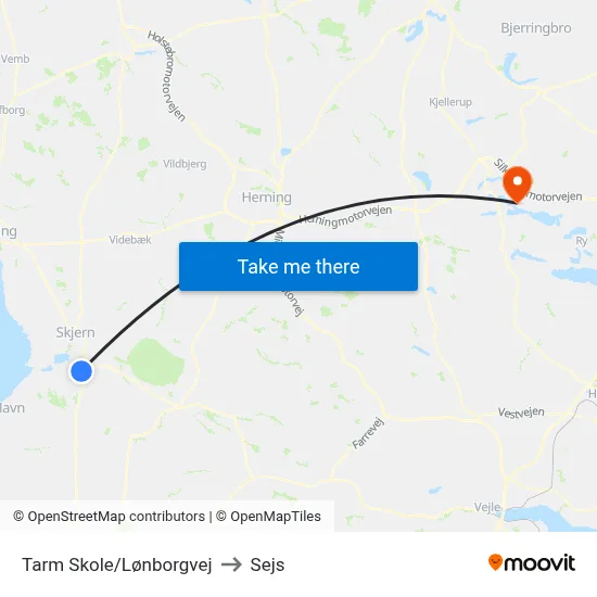 Tarm Skole/Lønborgvej to Sejs map