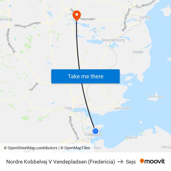 Nordre Kobbelvej V Vendepladsen (Fredericia) to Sejs map