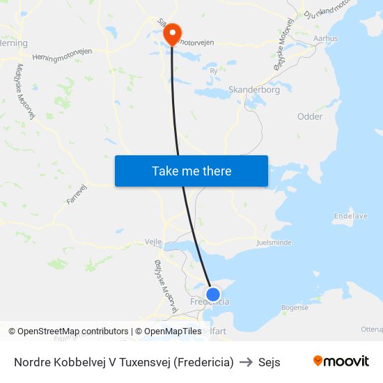 Nordre Kobbelvej V Tuxensvej (Fredericia) to Sejs map