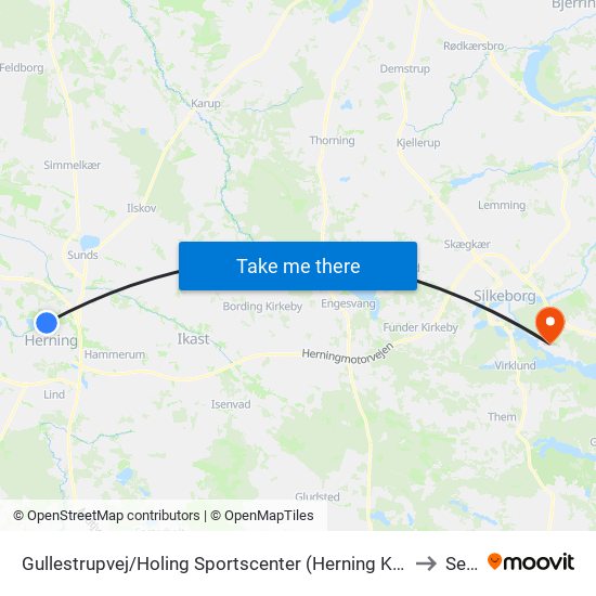 Gullestrupvej/Holing Sportscenter (Herning Kom) to Sejs map