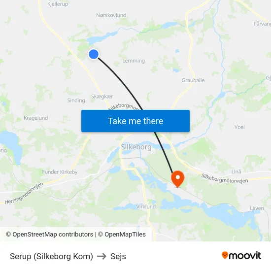 Serup (Silkeborg Kom) to Sejs map