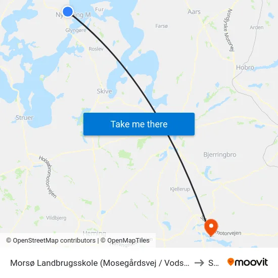 Morsø Landbrugsskole (Mosegårdsvej / Vodstrup) to Sejs map