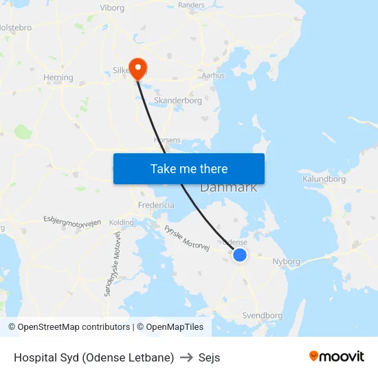 Hospital Syd (Odense Letbane) to Sejs map