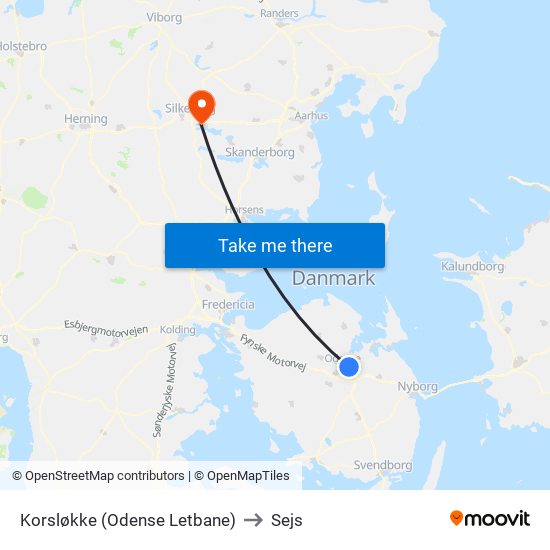 Korsløkke (Odense Letbane) to Sejs map