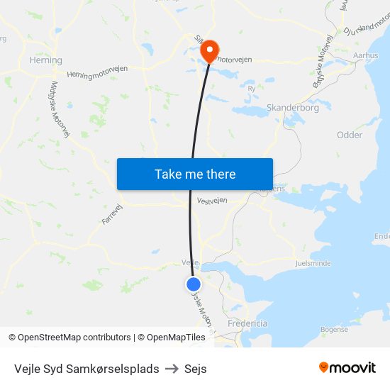 Vejle Syd Samkørselsplads to Sejs map