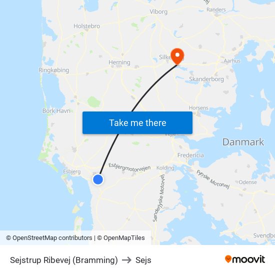Sejstrup Ribevej (Bramming) to Sejs map
