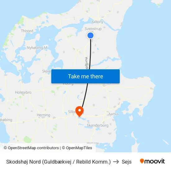 Skodshøj Nord (Guldbækvej / Rebild Komm.) to Sejs map