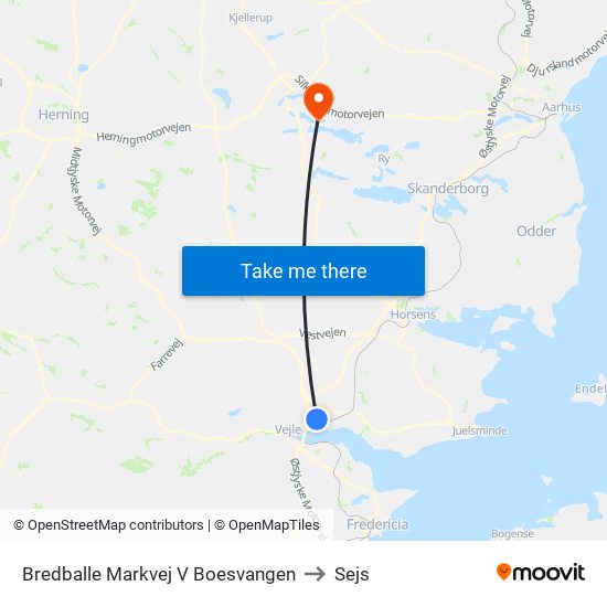 Bredballe Markvej V Boesvangen to Sejs map