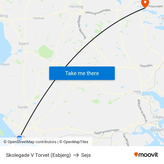 Skolegade V Torvet (Esbjerg) to Sejs map