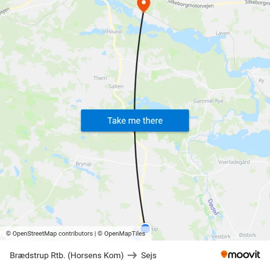 Brædstrup Rtb. (Horsens Kom) to Sejs map