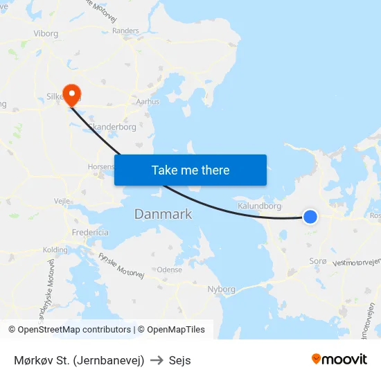 Mørkøv St. (Jernbanevej) to Sejs map
