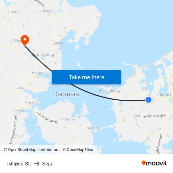 Tølløse St. to Sejs map