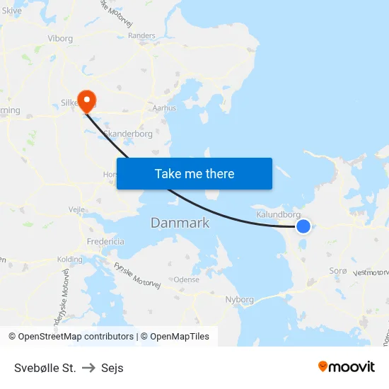 Svebølle St. to Sejs map