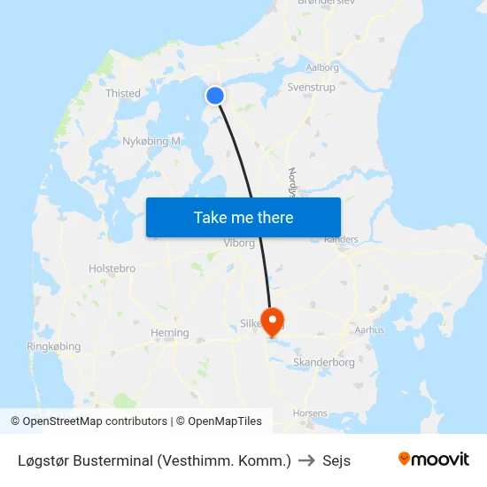 Løgstør Busterminal (Vesthimm. Komm.) to Sejs map