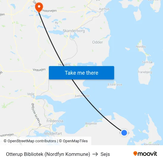 Otterup Bibliotek (Nordfyn Kommune) to Sejs map