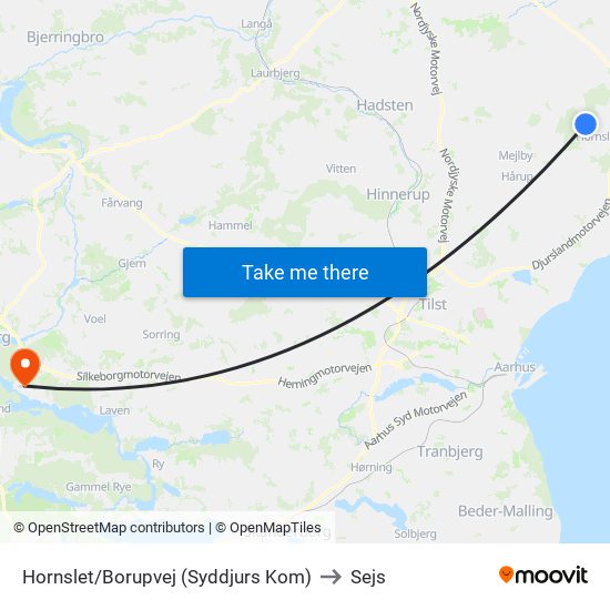 Hornslet/Borupvej (Syddjurs Kom) to Sejs map