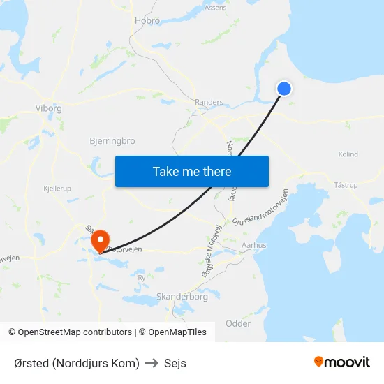 Ørsted (Norddjurs Kom) to Sejs map
