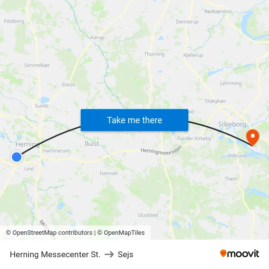 Herning Messecenter St. to Sejs map