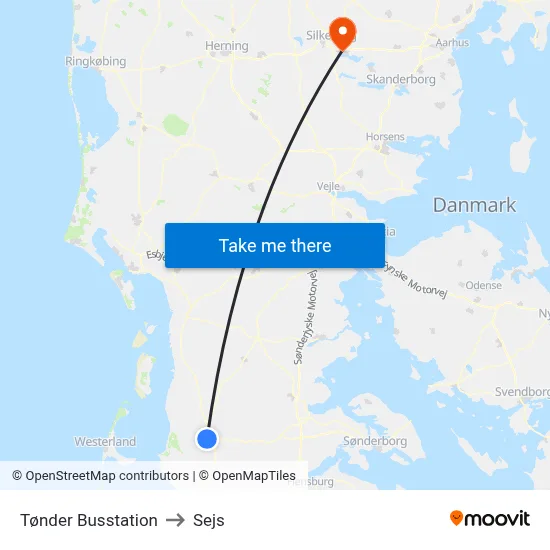 Tønder Busstation to Sejs map