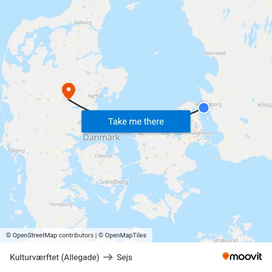 Kulturværftet (Allegade) to Sejs map