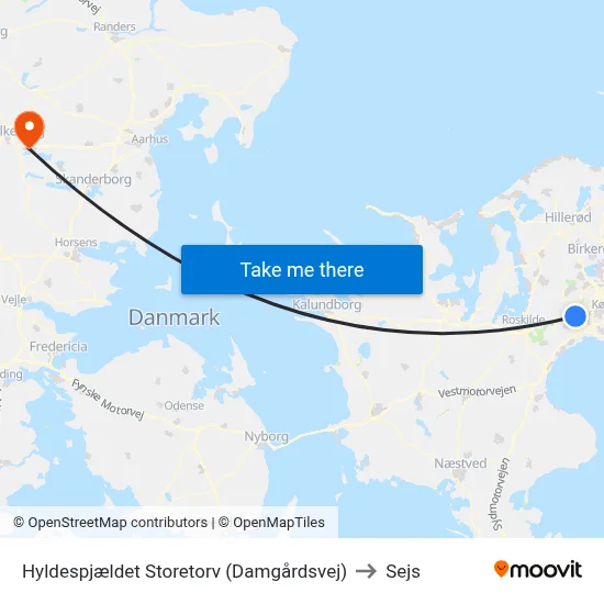 Hyldespjældet Storetorv (Damgårdsvej) to Sejs map