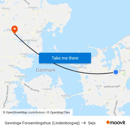 Gevninge Forsamlingshus (Lindenborgvej) to Sejs map