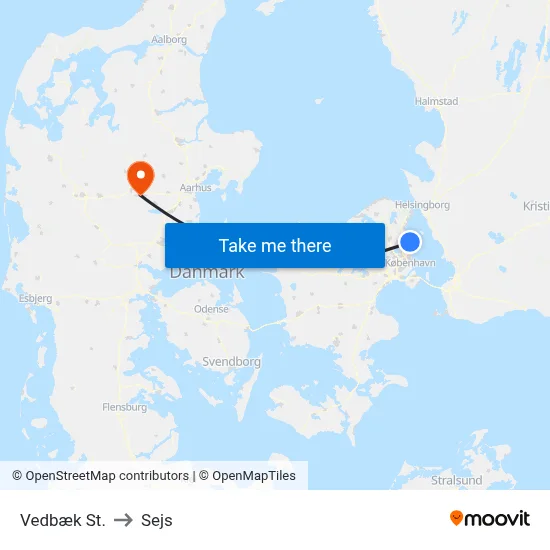 Vedbæk St. to Sejs map
