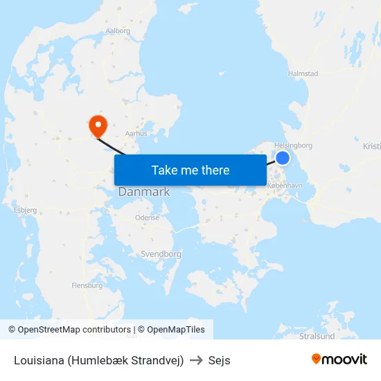 Louisiana (Humlebæk Strandvej) to Sejs map