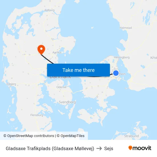 Gladsaxe Trafikplads (Gladsaxe Møllevej) to Sejs map