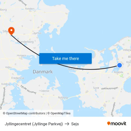 Jyllingecentret (Jyllinge Parkvej) to Sejs map