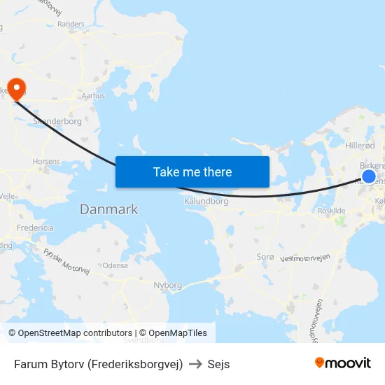 Farum Bytorv (Frederiksborgvej) to Sejs map