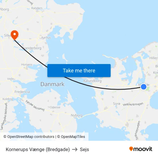 Kornerups Vænge (Bredgade) to Sejs map