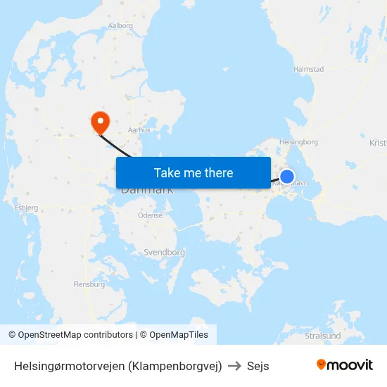 Helsingørmotorvejen (Klampenborgvej) to Sejs map