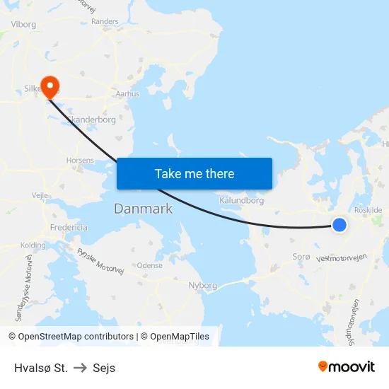 Hvalsø St. to Sejs map