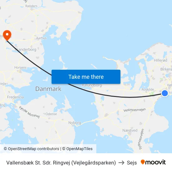 Vallensbæk St. Sdr. Ringvej (Vejlegårdsparken) to Sejs map