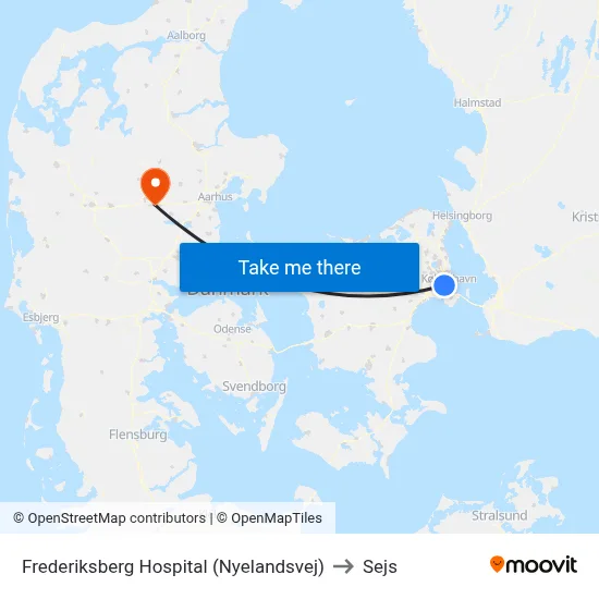 Frederiksberg Hospital (Nyelandsvej) to Sejs map