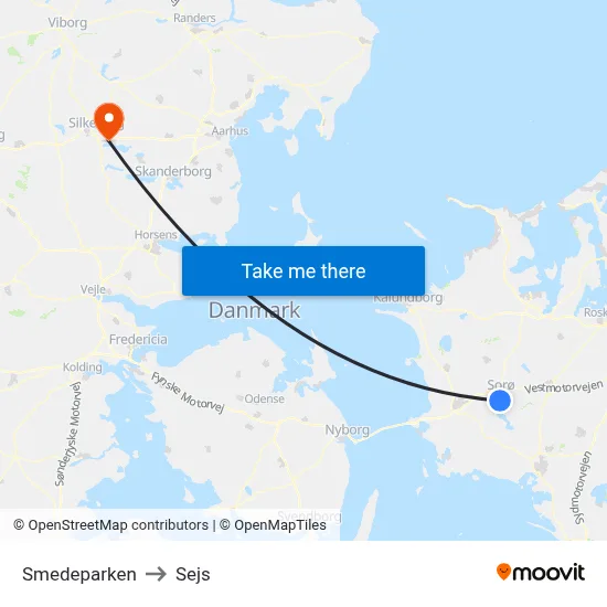 Smedeparken to Sejs map