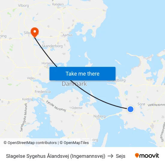 Slagelse Sygehus Ålandsvej (Ingemannsvej) to Sejs map
