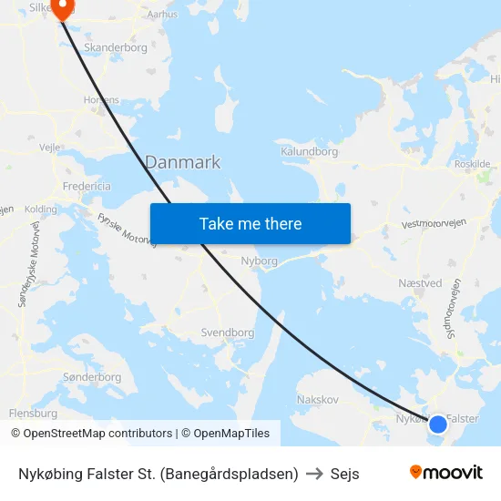 Nykøbing Falster St. (Banegårdspladsen) to Sejs map