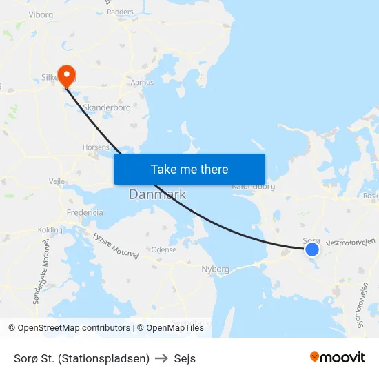 Sorø St. (Stationspladsen) to Sejs map