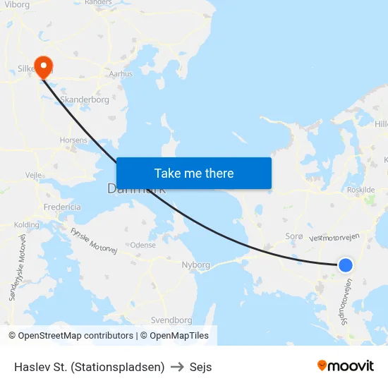 Haslev St. (Stationspladsen) to Sejs map
