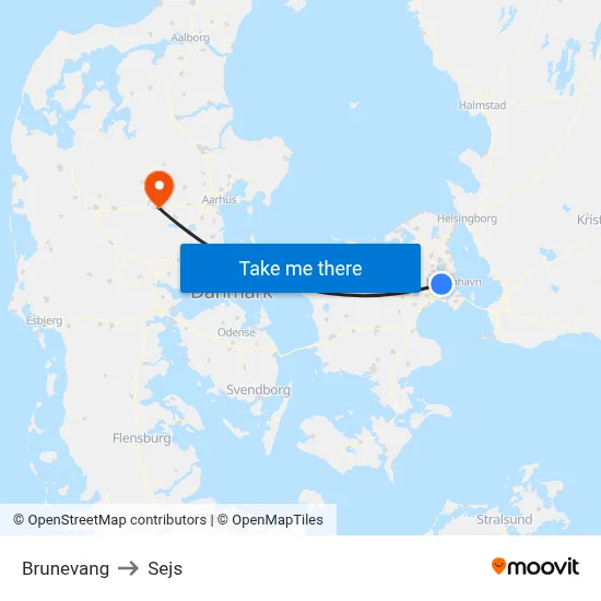 Brunevang to Sejs map