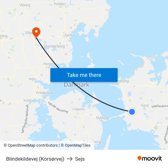 Blindekildevej (Korsørvej) to Sejs map