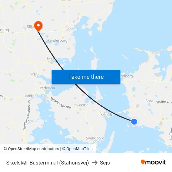 Skælskør Busterminal (Stationsvej) to Sejs map