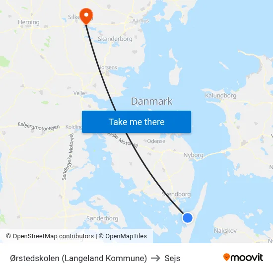 Ørstedskolen (Langeland Kommune) to Sejs map